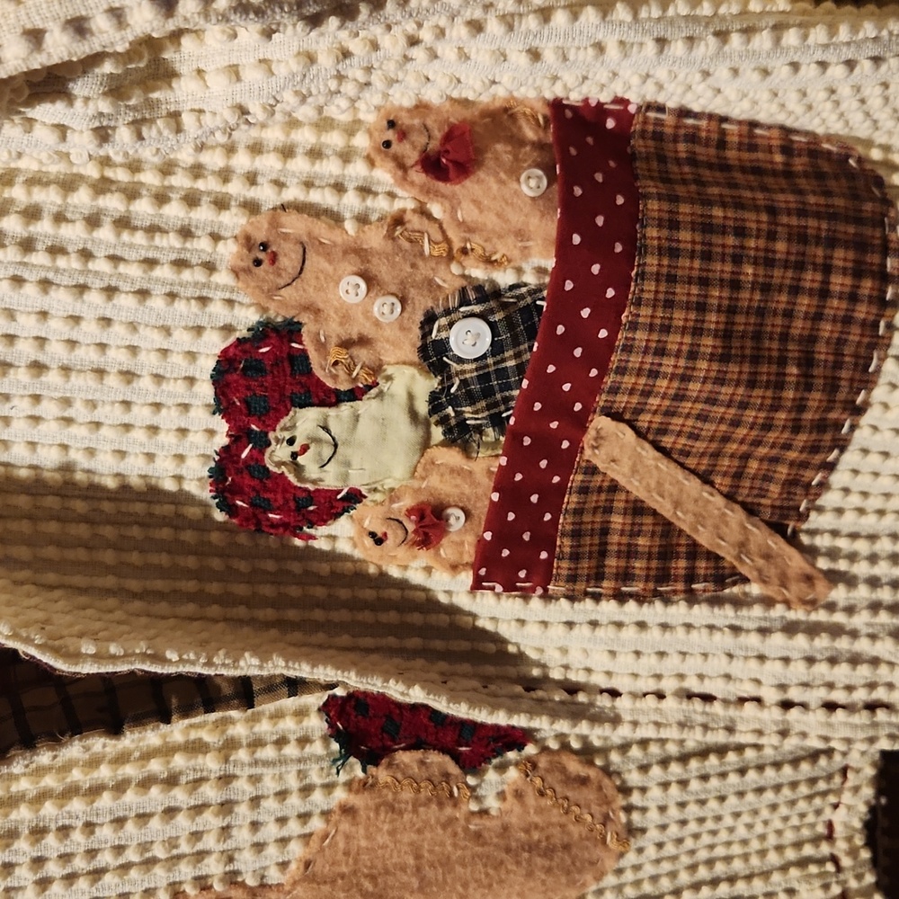 Womens Christmas, Holiday, Gingerbread Embroided Festive Open Textured Cardigan - Picture 3 of 9